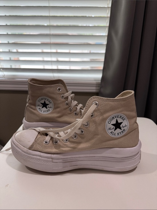 Converse Shoes - Converse All Star High Top Platform Sneakers in Beige and White